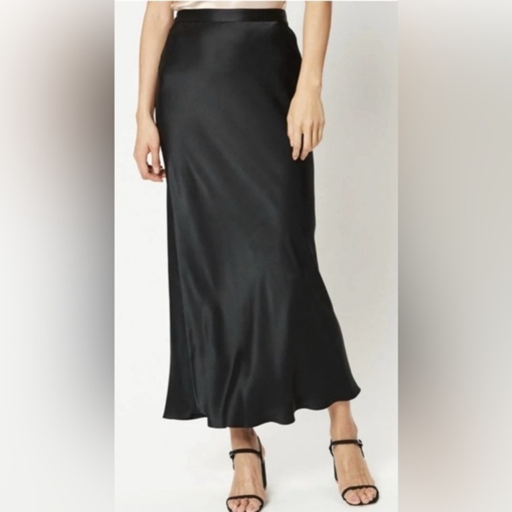 Charlie Holiday Black Satin Chelsea Maxi Skirt Retro Y2K NWT 8 #2022